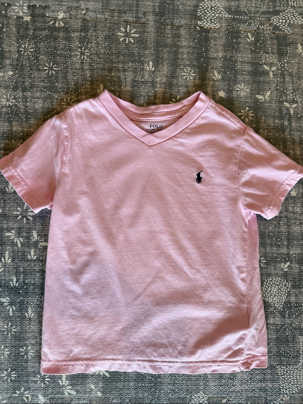 Polo by Ralph Lauren Kids Light Pink V-Neck Tee with Navy Pony